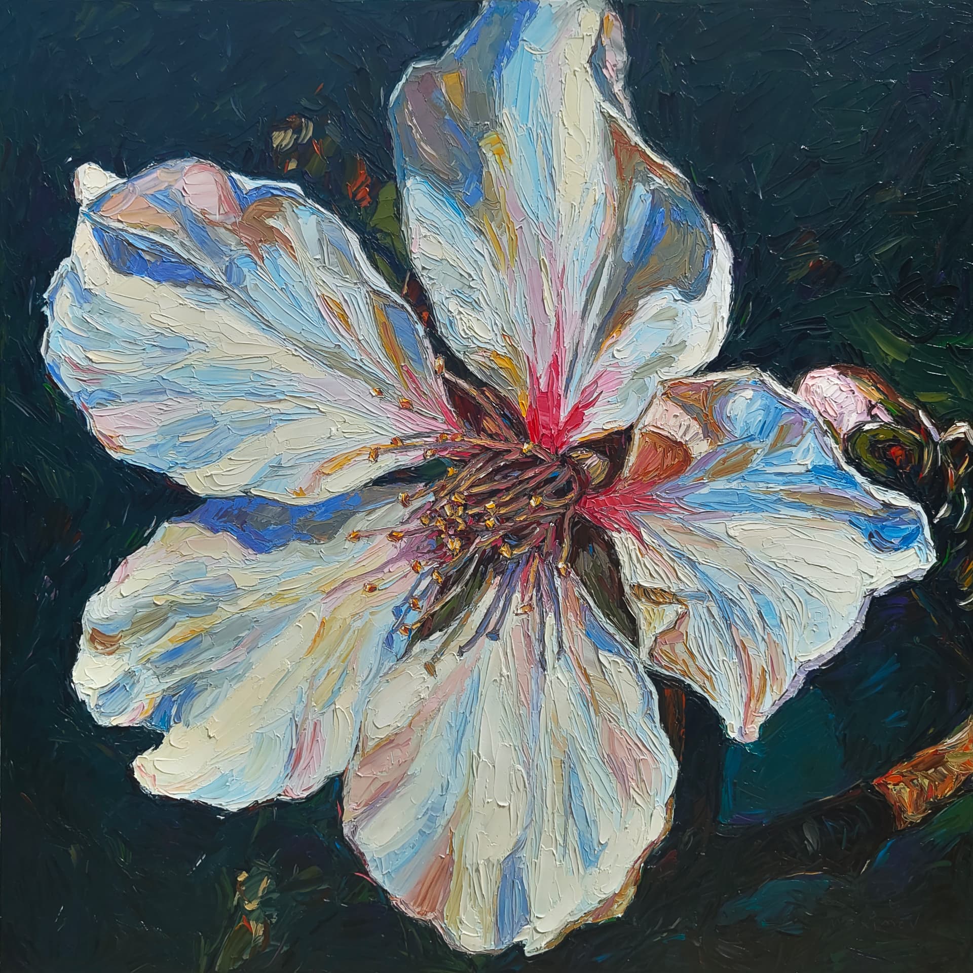 Almond Blossom — palette-knife oil painting by Evgeny Maximov