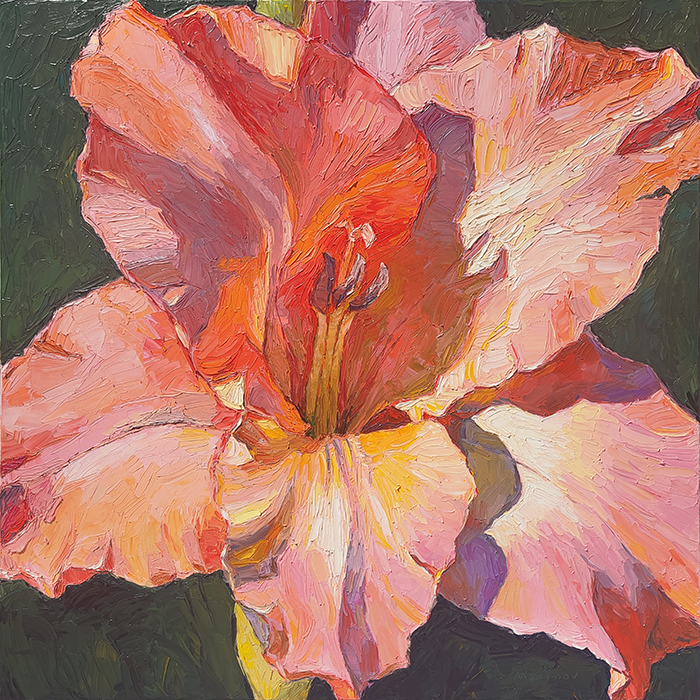 Gladiolus — palette-knife oil painting by Evgeny Maximov