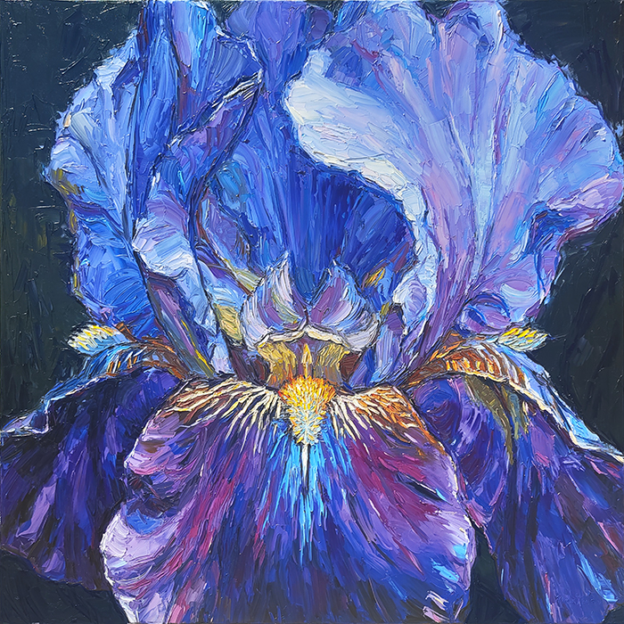 Iris — palette-knife oil painting by Evgeny Maximov