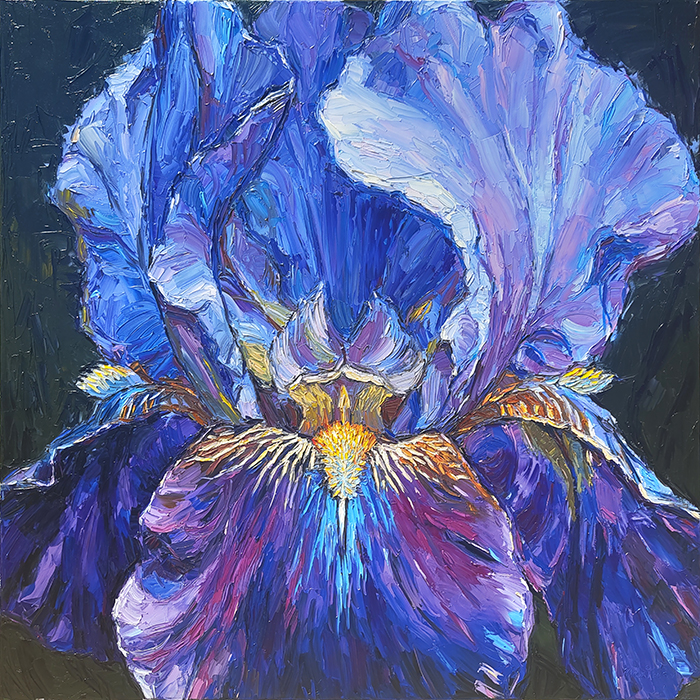 Iris — palette-knife oil painting by Evgeny Maximov