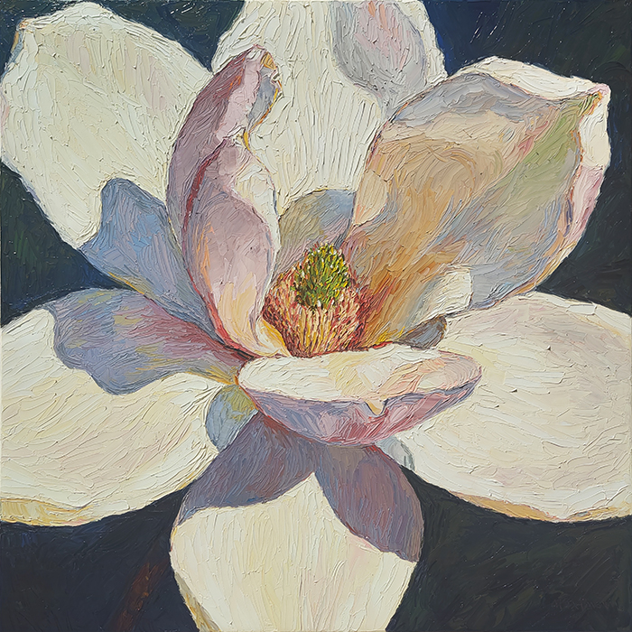Magnolia — palette-knife oil painting by Evgeny Maximov