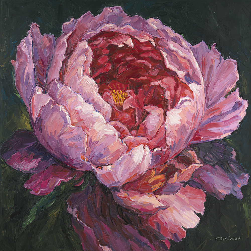 Peony — palette-knife oil painting by Evgeny Maximov
