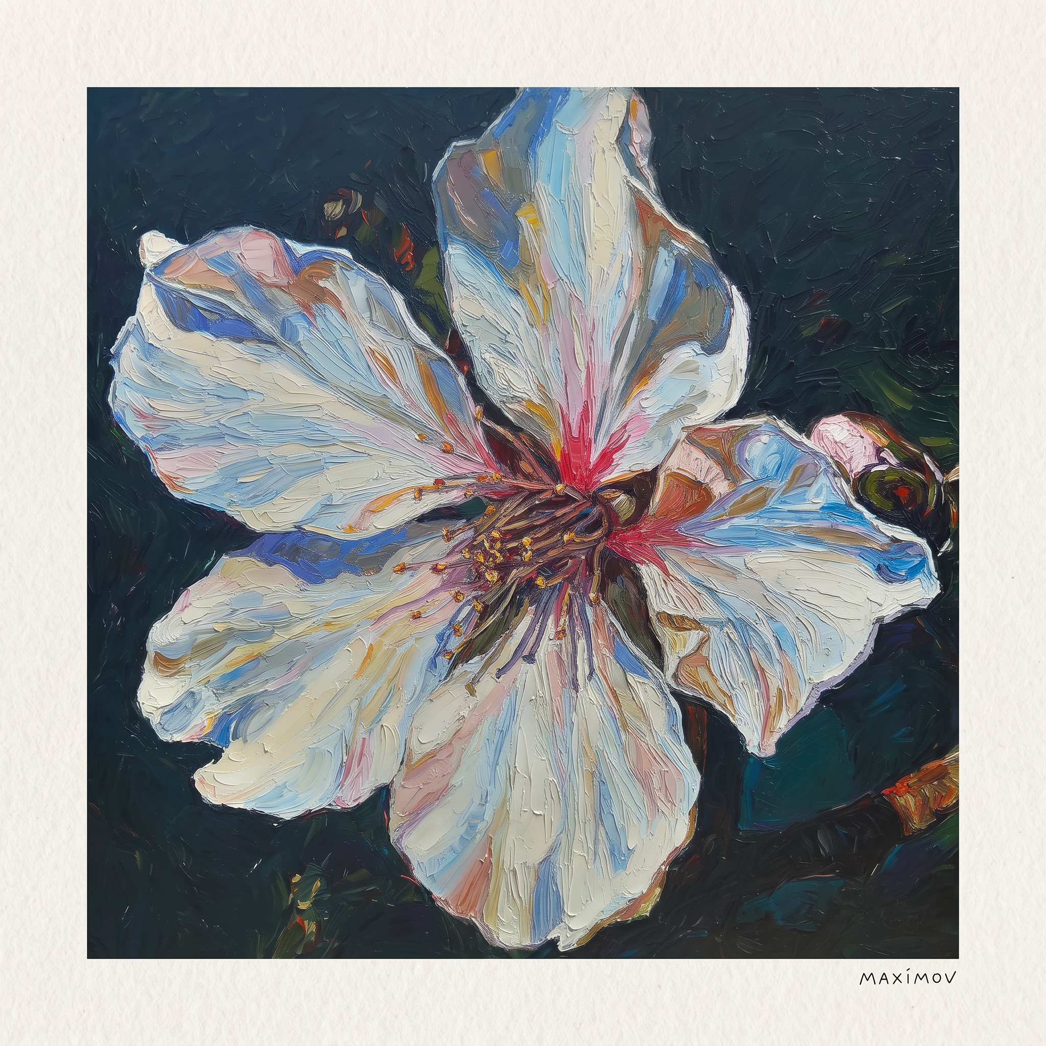 Almond Blossom — limited edition fine art print, 50 × 50 cm image on 60 × 60 cm Hahnemühle paper