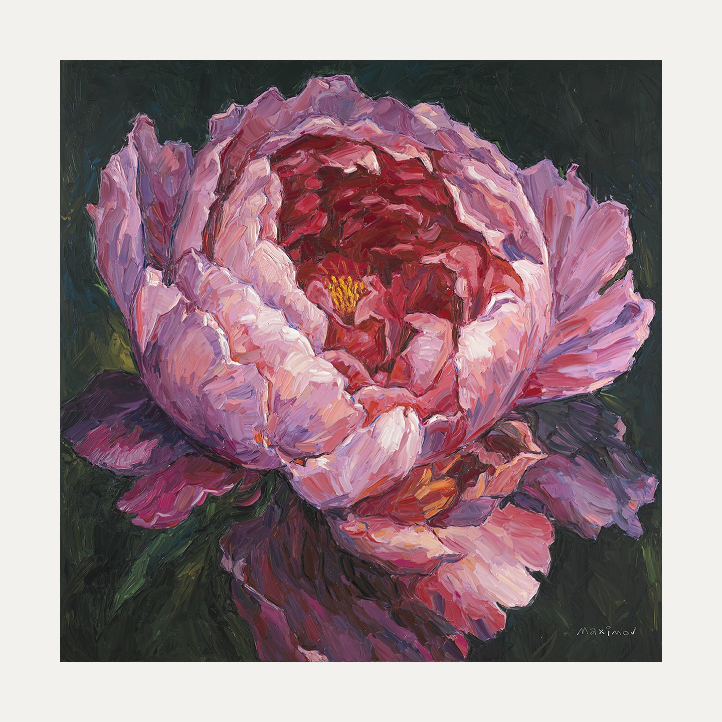 Peony — limited edition fine art print, 50 × 50 cm image on 60 × 60 cm Hahnemühle paper