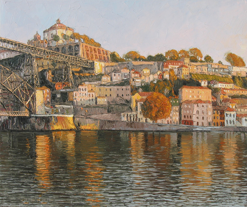 Porto at Dusk — palette-knife oil painting by Evgeny Maximov (sold)