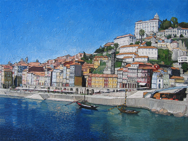 Porto Ribeira — palette-knife oil painting by Evgeny Maximov (sold)
